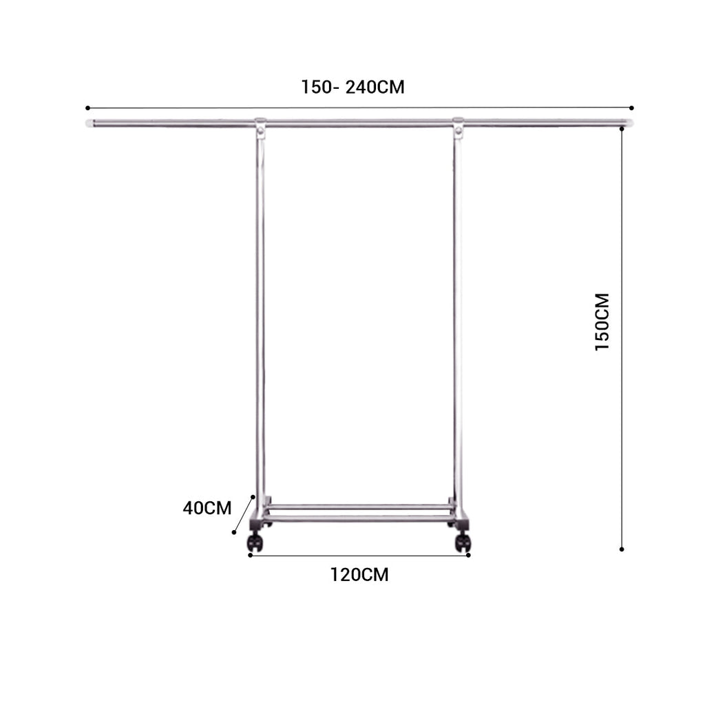 SOGA 2X 180cm Stainless Steel Floor-Standing Clothes Rack - Durable and Space-Saving Laundry Organizer