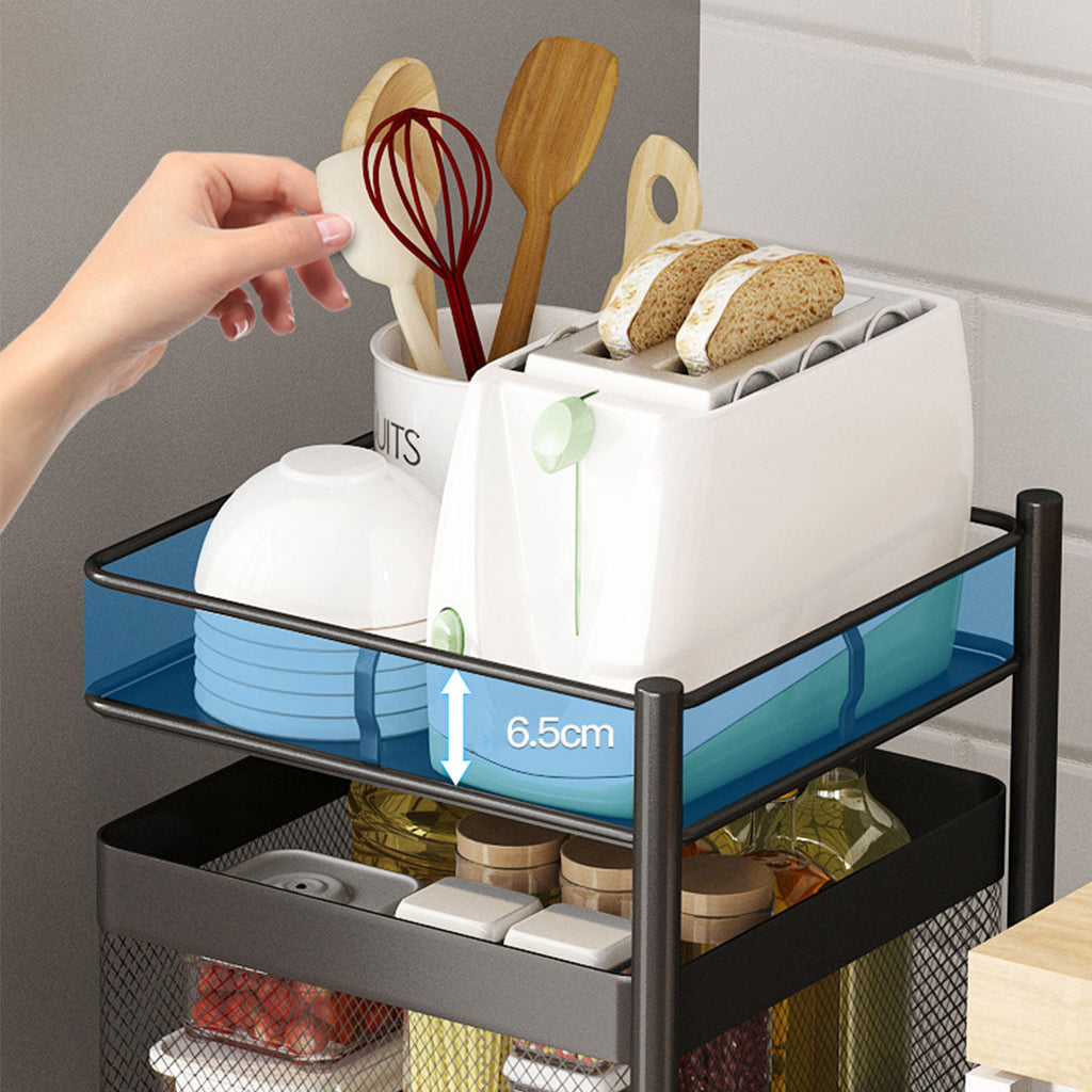 SOGA 2X 5 Tier Steel Square Rotating Kitchen Cart Multi-Functional Shelves Storage Organizer with Wheels