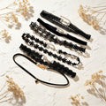 6 pcs Black Flower Velvet Choker Set Classic Gothic Tattoo 90s Collar Lace Jewel