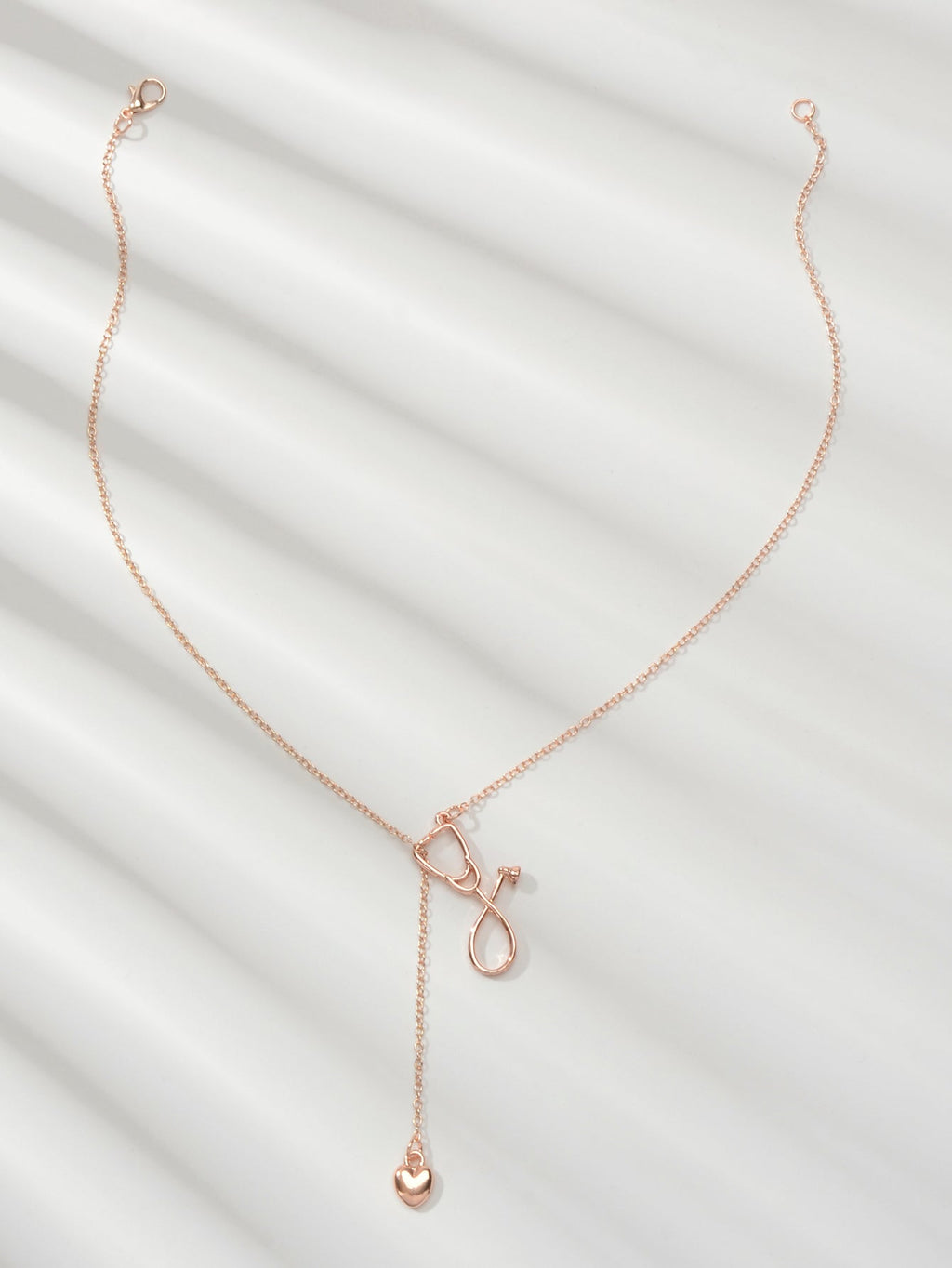 Minimalist Jewelry Trendy Gold Silver Stethoscope Heart Pendant Y shape Necklace