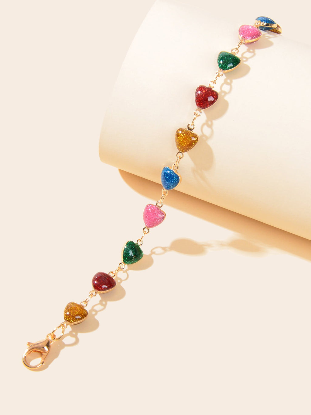 Gold Plated Multi Color Heart Beaded Anklet Summer Beach Boho Foot Chain Jewelry