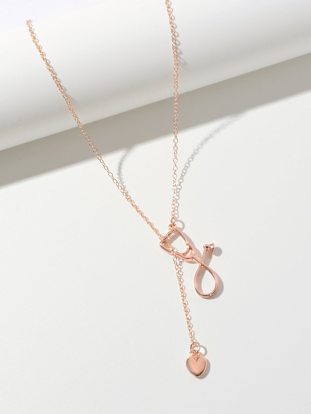 Minimalist Jewelry Trendy Gold Silver Stethoscope Heart Pendant Y shape Necklace