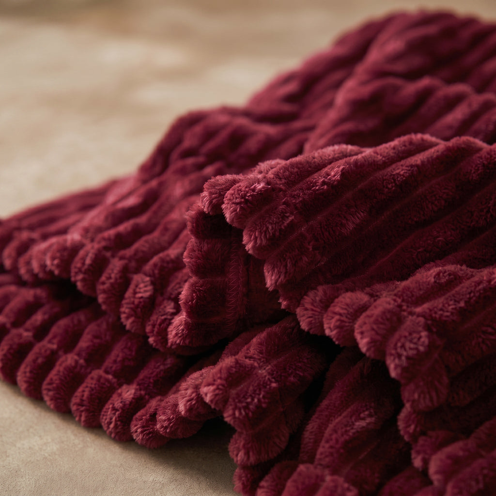 SOGA 2X 230x200cm Burgundy Flannel Polyester Throw Blanket