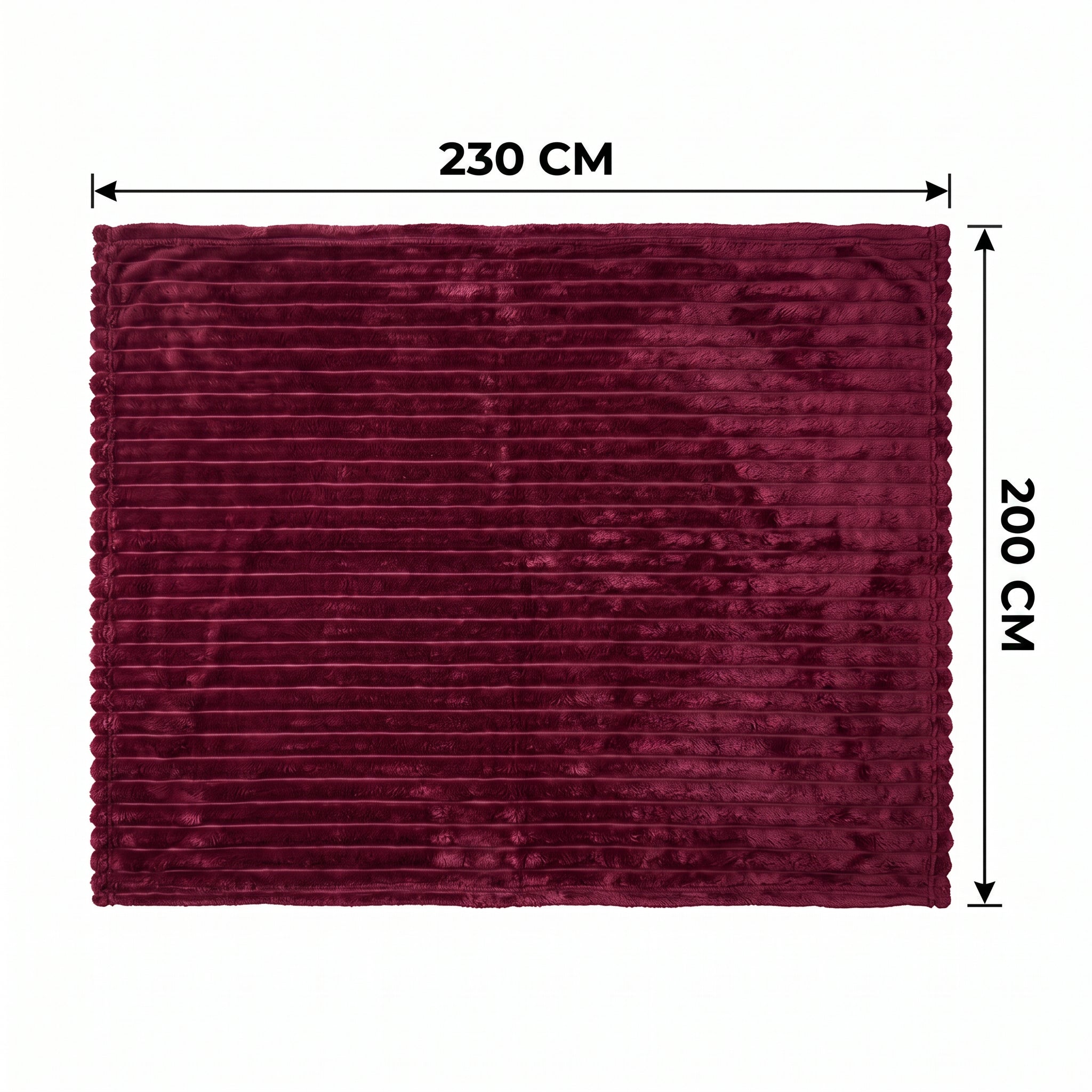 SOGA 2X 230x200cm Burgundy Flannel Polyester Throw Blanket
