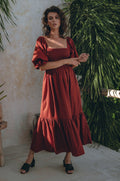 Almeria Smocked Midi Linen Dress