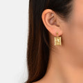 Punk Gold Silver Face Pattern Rectangle Dangle Drop Earrings Statement Jewellery
