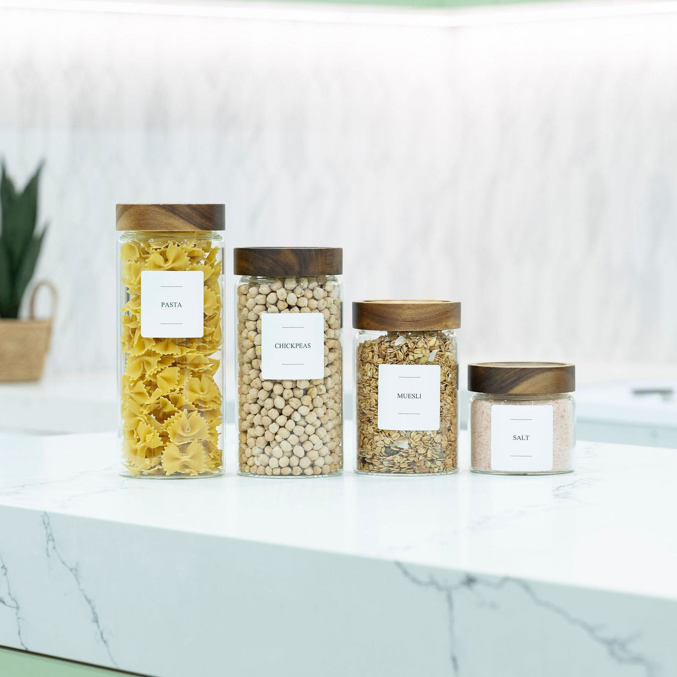 Screw Top Glass Jars - Acacia Glass Storage Jars - 5 Sizes