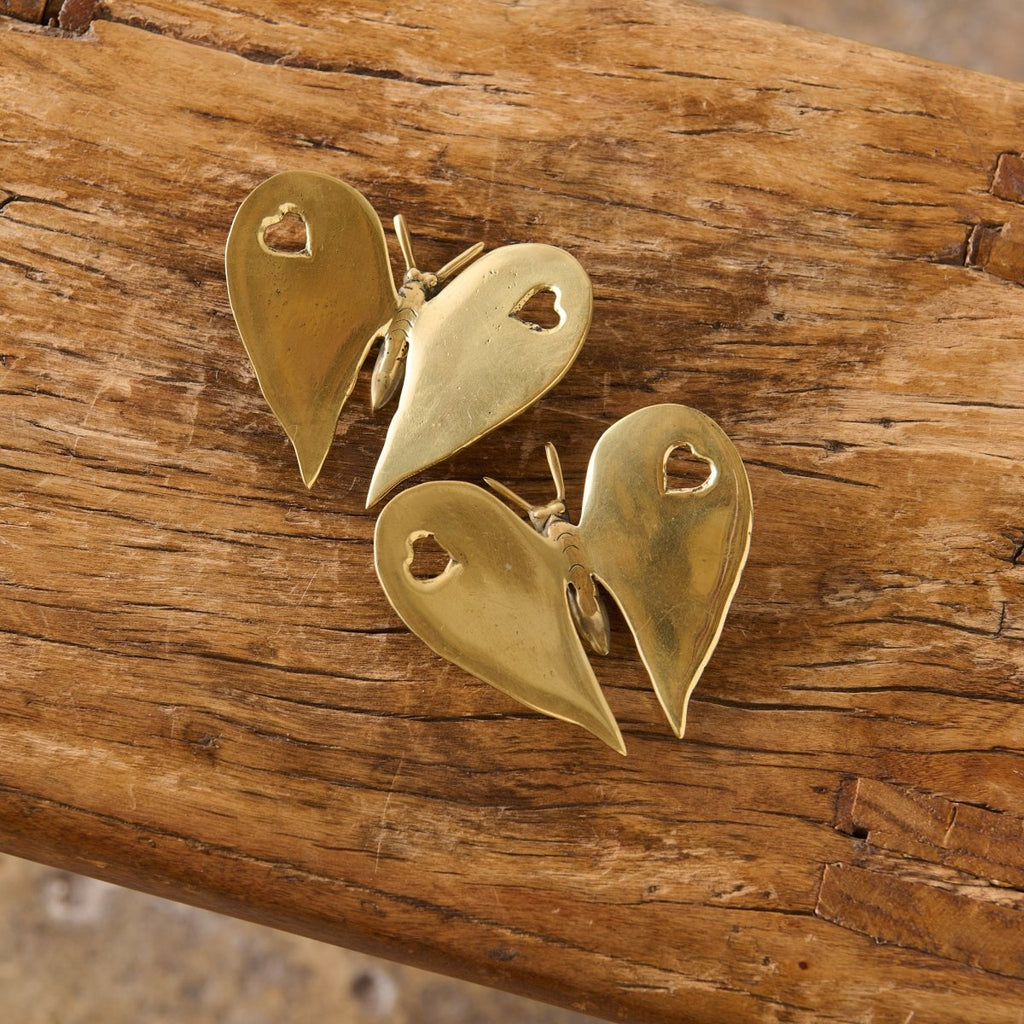 Brass Decor - Solid Butterfly Heart