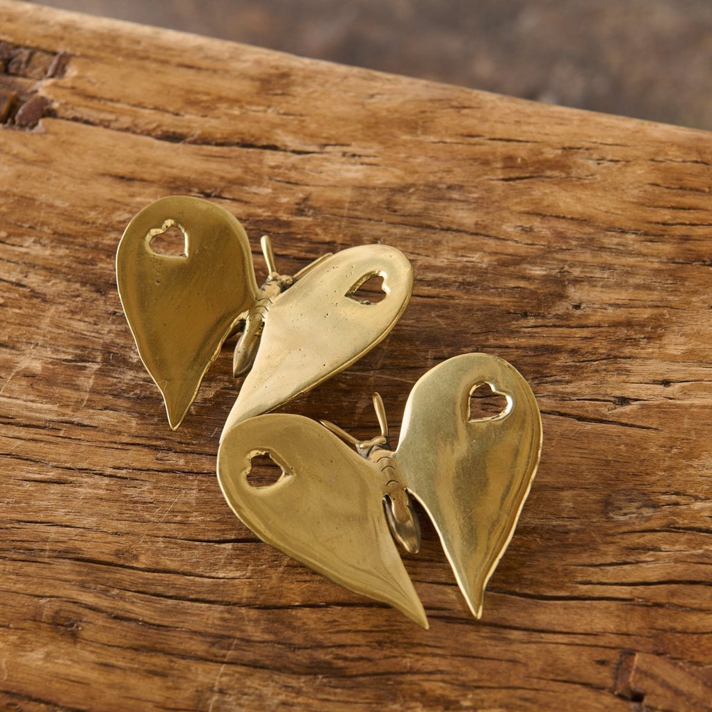 Brass Decor - Solid Butterfly Heart