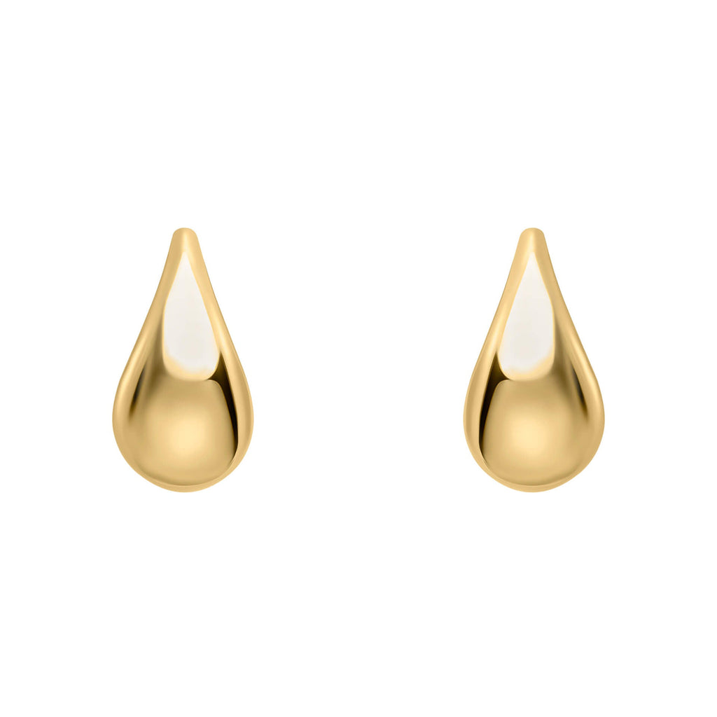 Elements Gold Plain Teardrop Stud Earrings-0