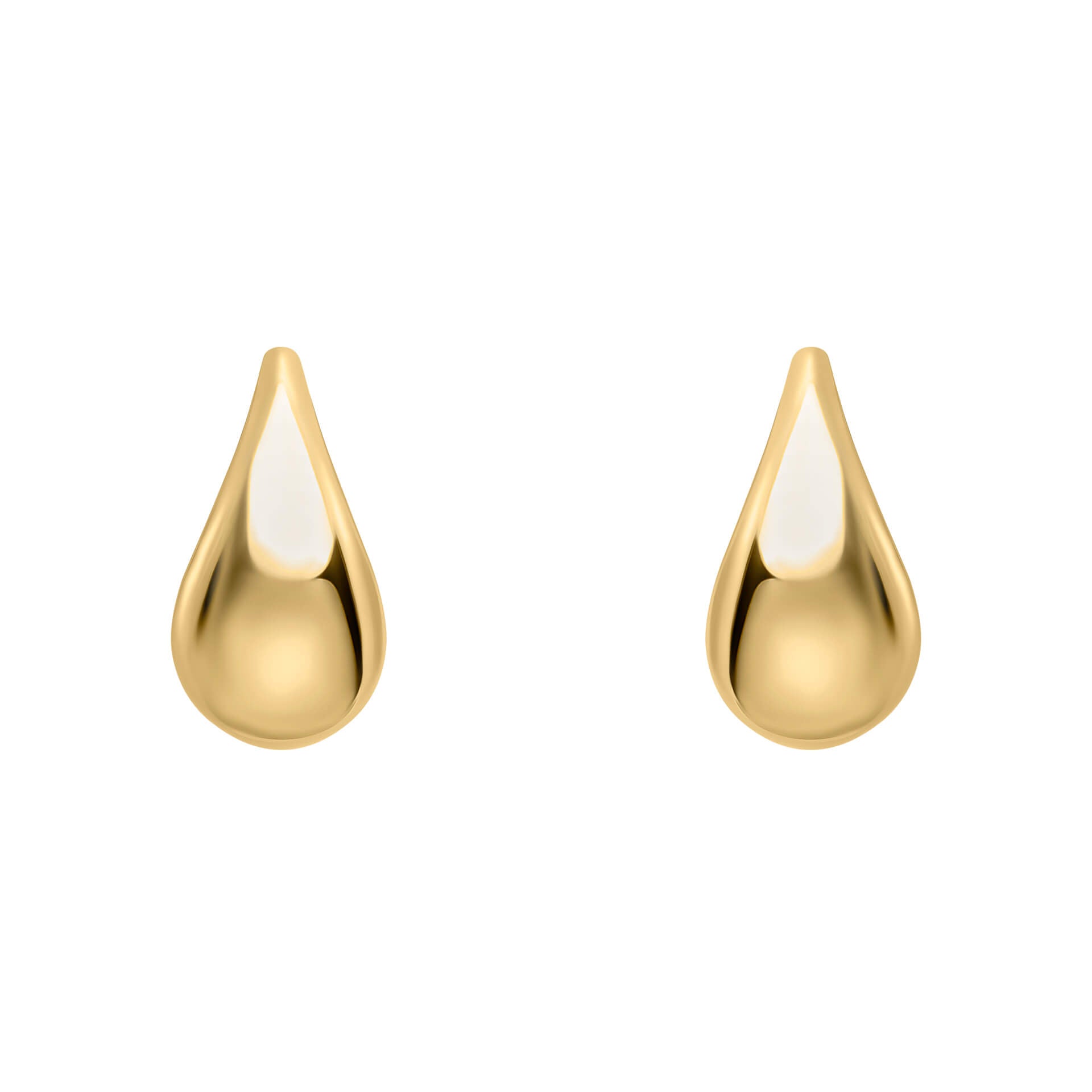 Elements Gold Plain Teardrop Stud Earrings-0
