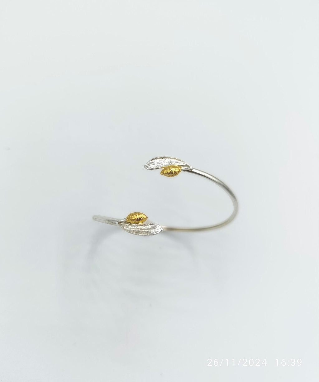 Silver Olive Cuff Bracelet, Sterling Silver 925 Jewelry, Unique Handmade Gift for Women, Birthday Gift for Her, Nature-Inspired Jewelry-2