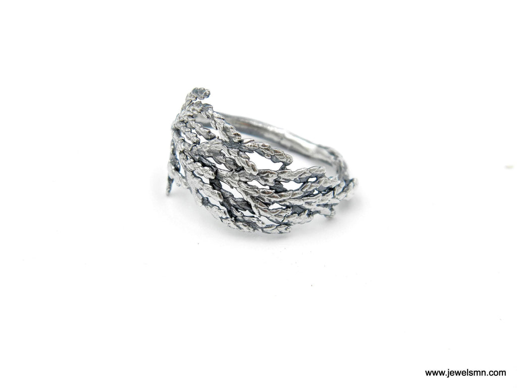 Real Juniper Branch Silver Ring, Handmade Minimalist Jewelry, Organic Forest Band, Gift for Health & Resilience, Sterling Silver 925-3