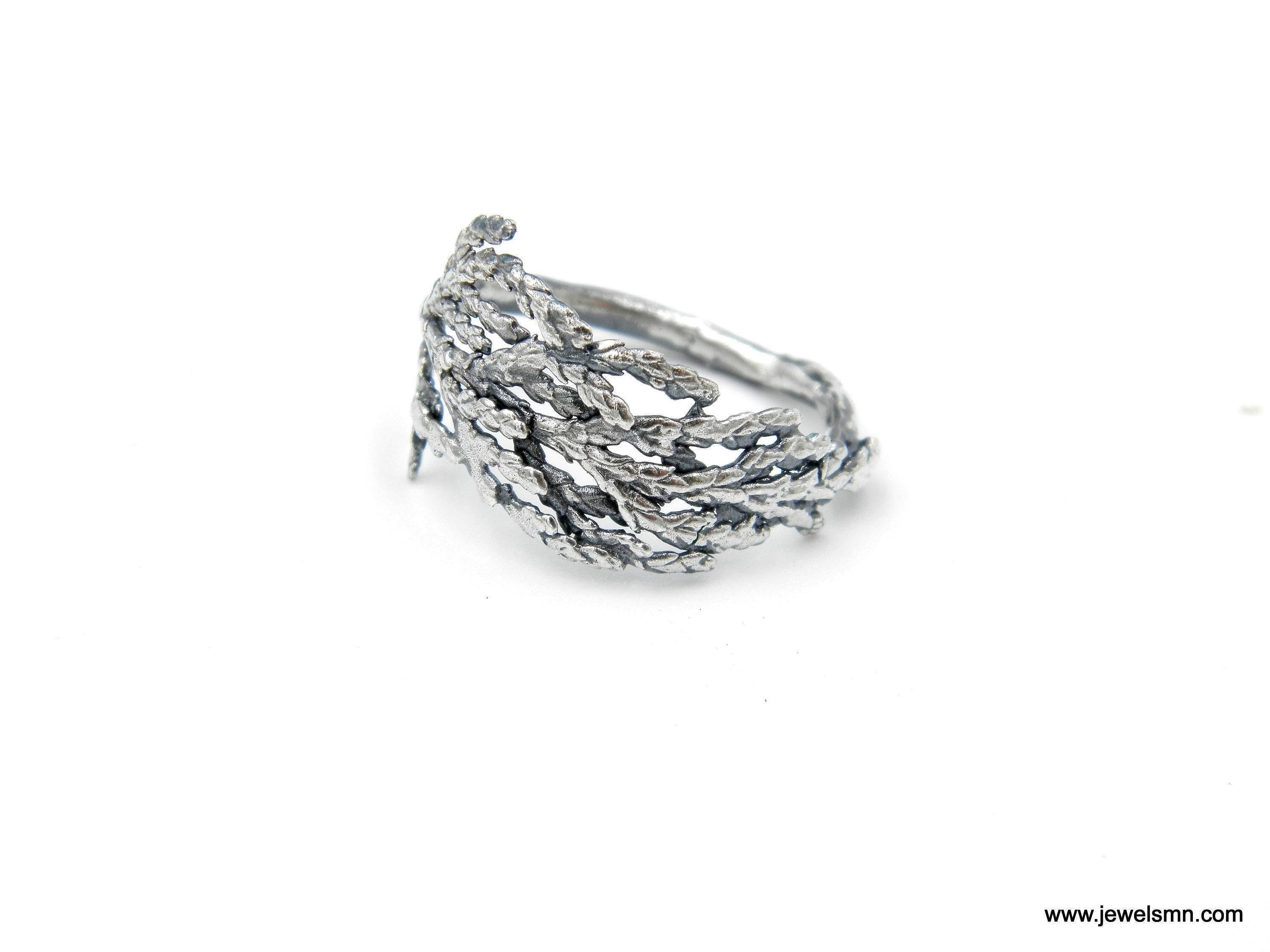Real Juniper Branch Silver Ring, Handmade Minimalist Jewelry, Organic Forest Band, Gift for Health & Resilience, Sterling Silver 925-3