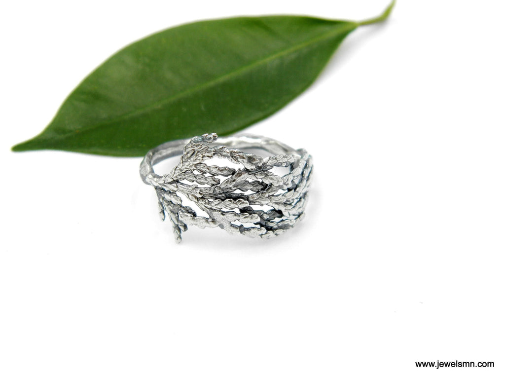 Real Juniper Branch Silver Ring, Handmade Minimalist Jewelry, Organic Forest Band, Gift for Health & Resilience, Sterling Silver 925-2
