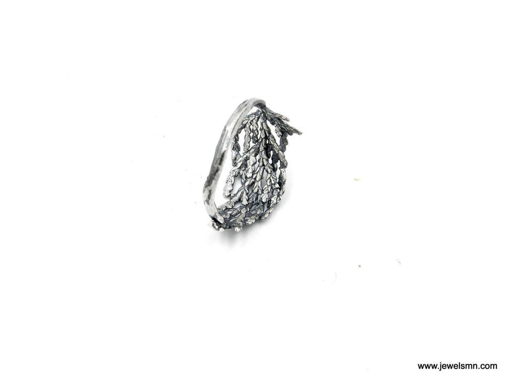 Real Juniper Branch Silver Ring, Handmade Minimalist Jewelry, Organic Forest Band, Gift for Health & Resilience, Sterling Silver 925-4