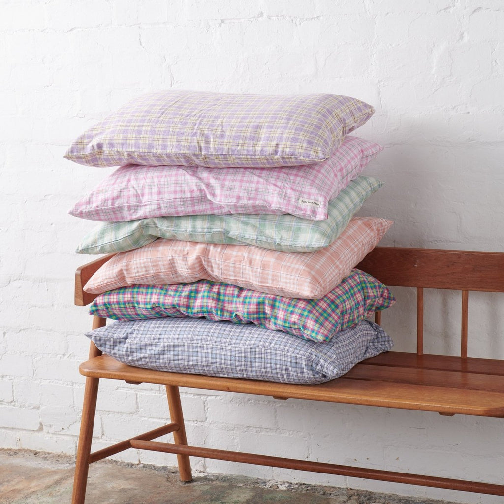 Linen Pillowcase | Blue Check